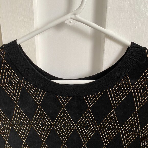 Black/Gold long maxi-style slip on stretch dress Med to Large - Picture 3 of 10